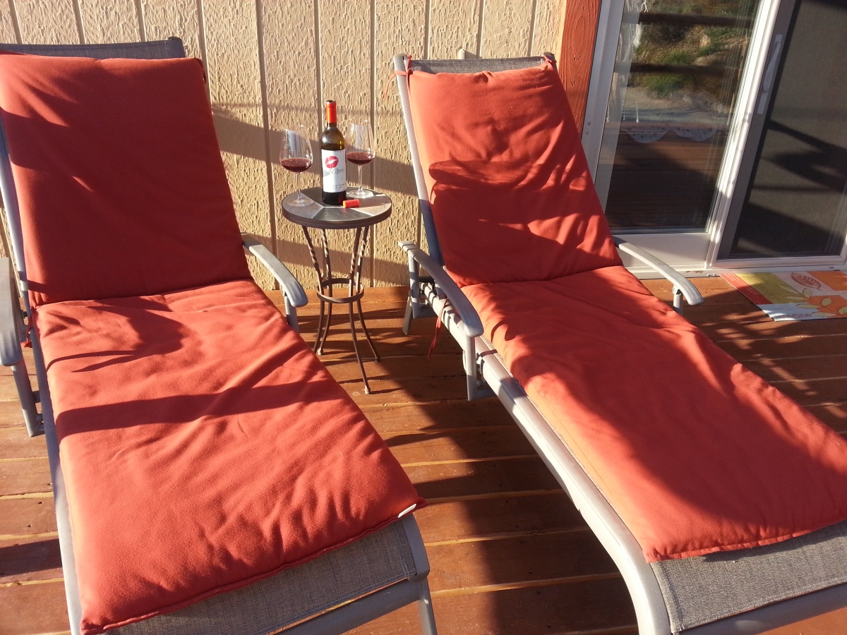 deck lounges wine               
